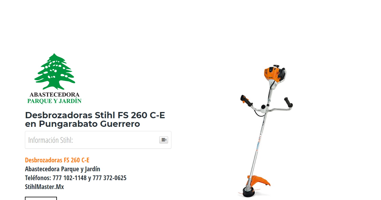Desbrozadoras Stihl FS 260 C-E en Pungarabato Guerrero en Stihl Master contamos con más de 55 Desbrozadoras listas para distribuirse en Guerrero y todo México.