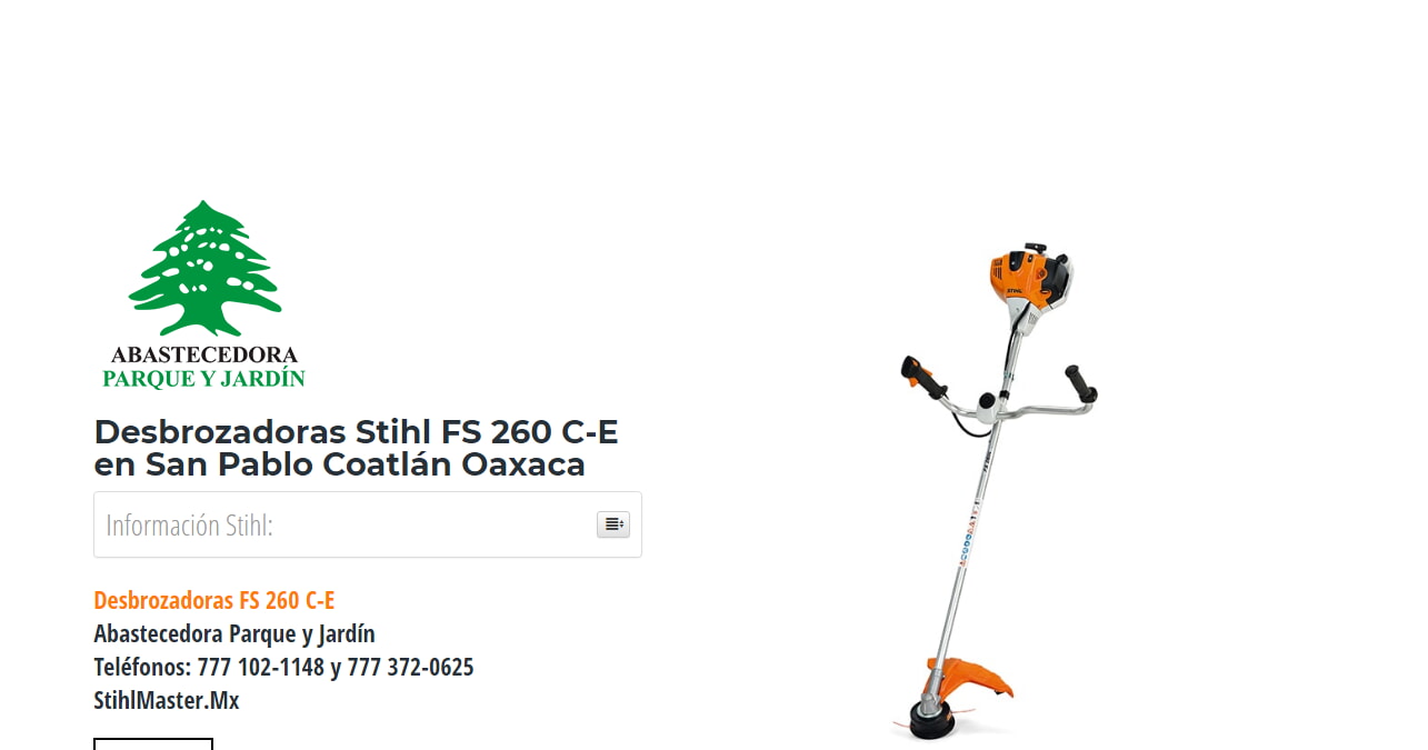 Desbrozadoras Stihl FS 260 C-E en San Pablo Coatlán Oaxaca en Stihl Master contamos con más de 59 Desbrozadoras listas para distribuirse en Oaxaca y todo México.