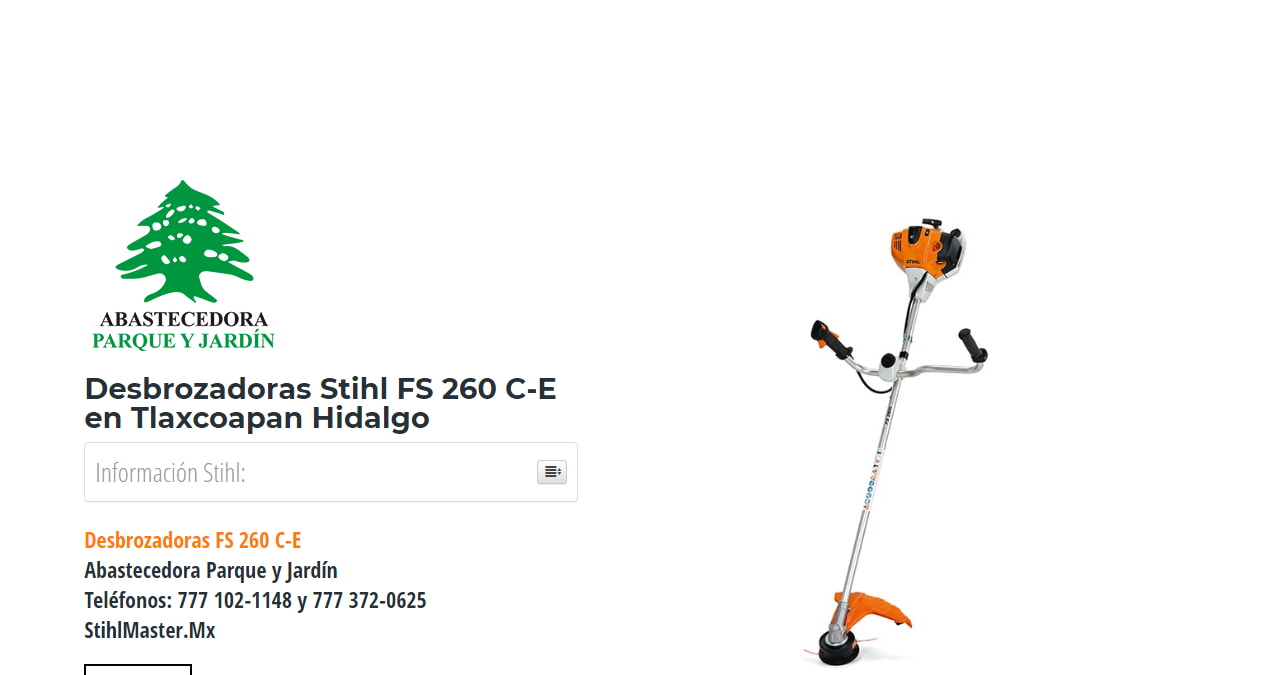 Desbrozadoras Stihl FS 260 C-E en Tlaxcoapan Hidalgo en Stihl Master contamos con más de 53 Desbrozadoras listas para distribuirse en Hidalgo y todo México.