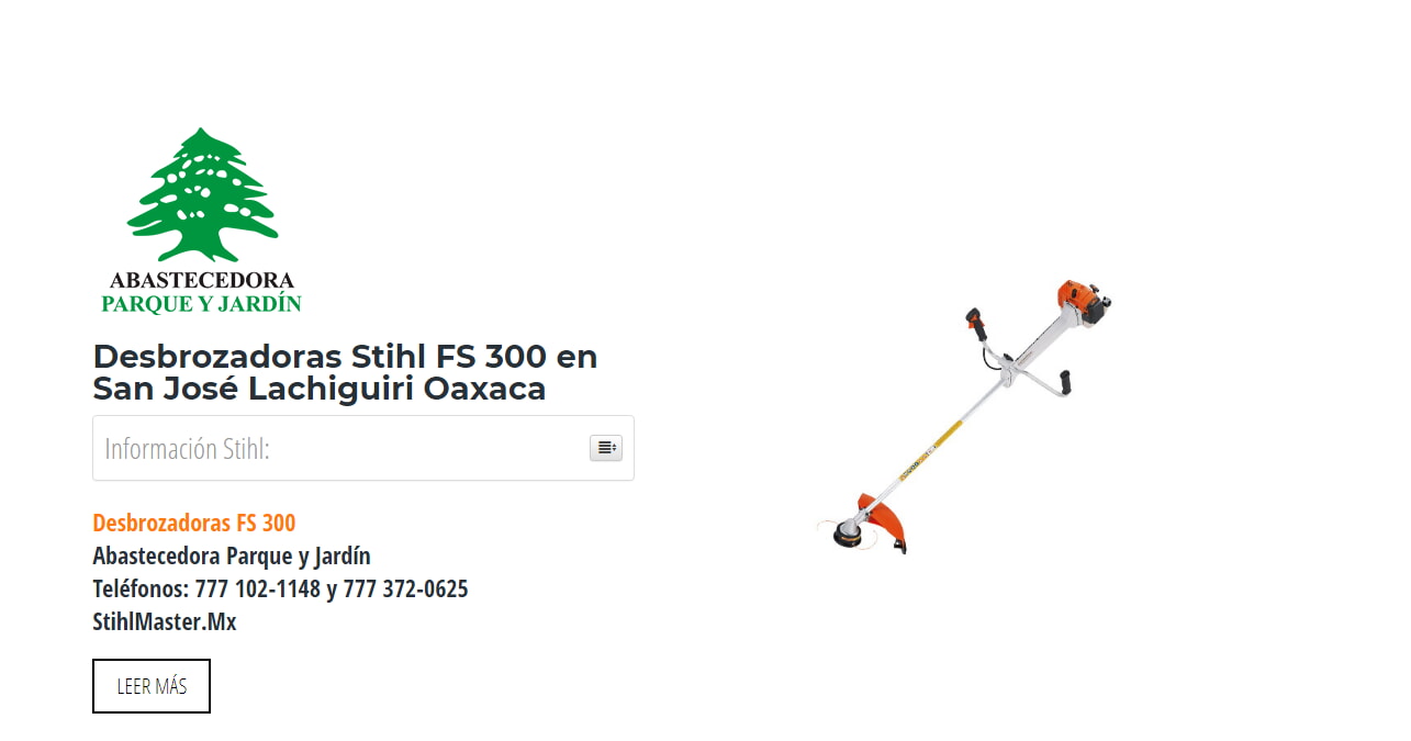 Desbrozadoras Stihl FS 300 en San José Lachiguiri Oaxaca en Stihl Master contamos con más de 57 Desbrozadoras listas para distribuirse en Oaxaca y todo México.