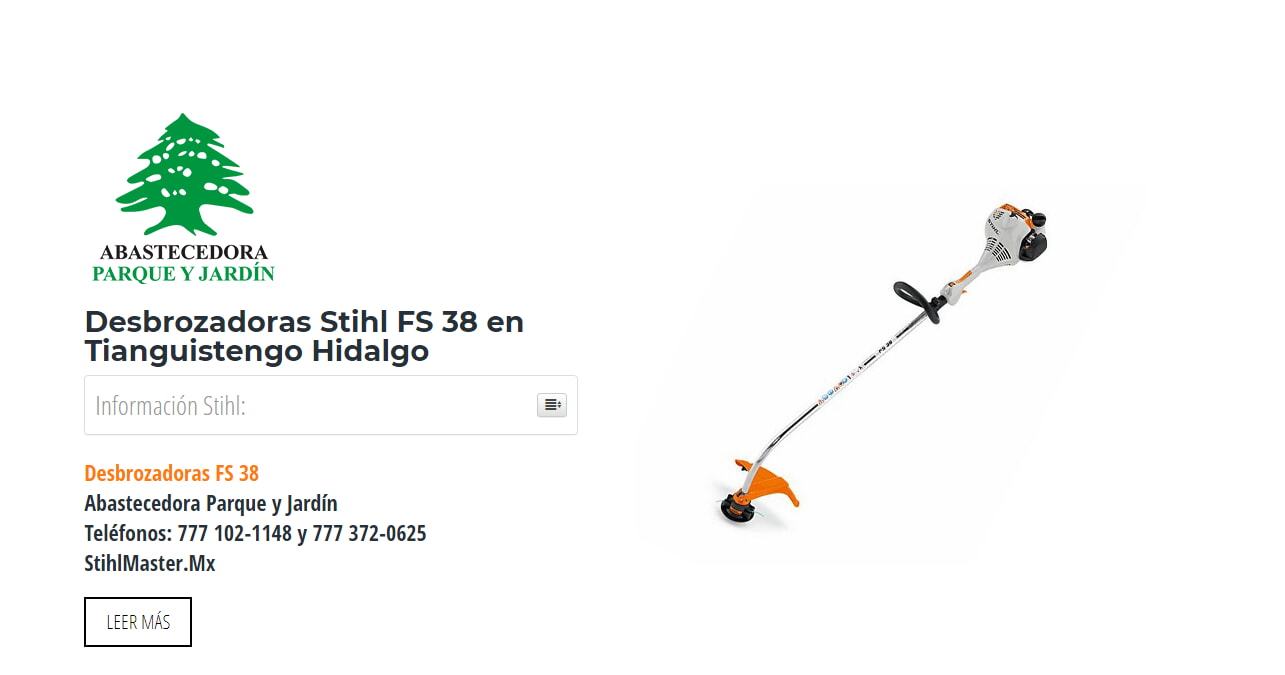 Desbrozadoras Stihl FS 38 en Tianguistengo Hidalgo en Stihl Master contamos con más de 51 Desbrozadoras listas para distribuirse en Hidalgo y todo México.