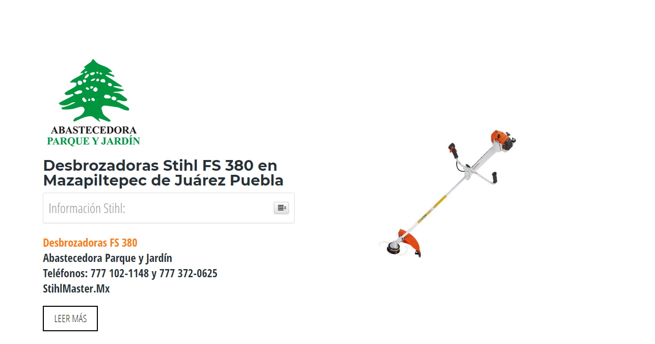 Desbrozadoras Stihl FS 380 en Mazapiltepec de Juárez Puebla en Stihl Master contamos con más de 60 Desbrozadoras listas para distribuirse en Puebla y todo México.