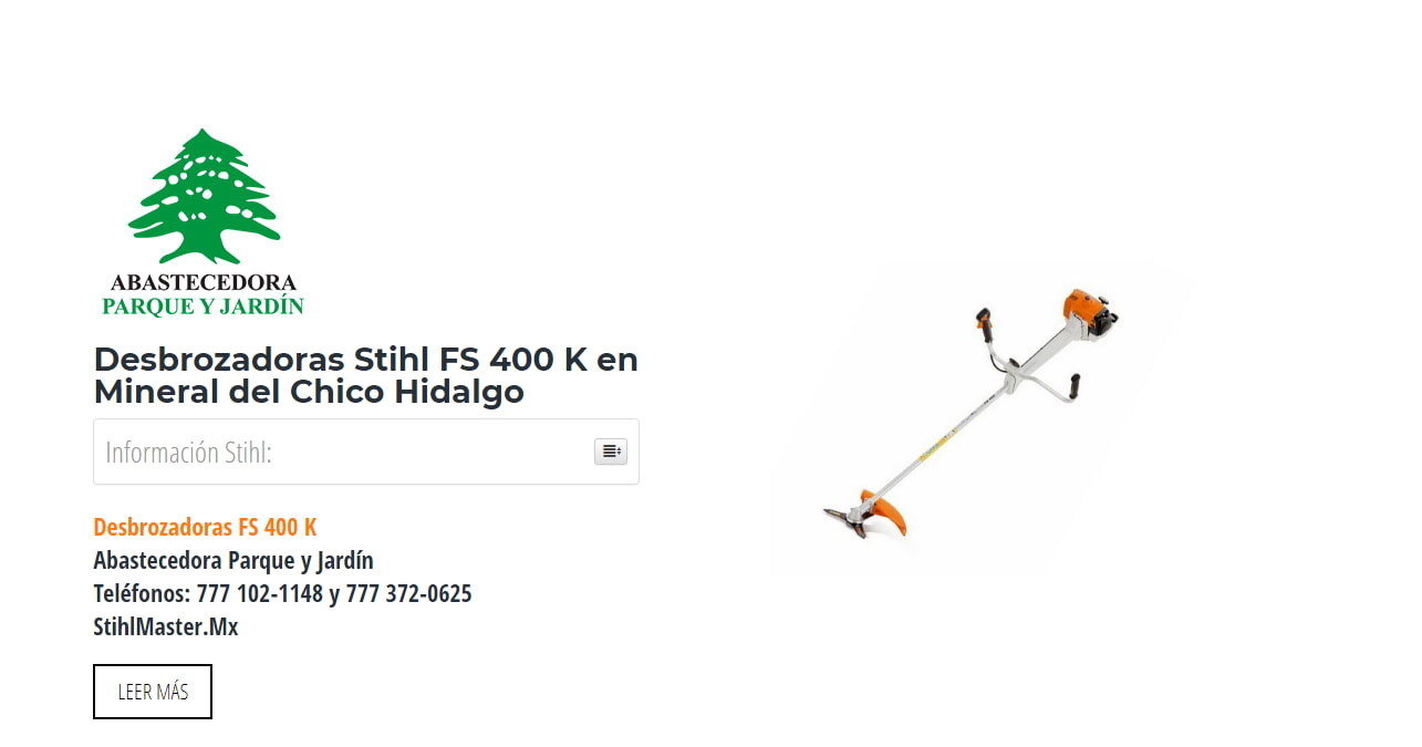 Desbrozadoras Stihl FS 400 K en Mineral del Chico Hidalgo en Stihl Master contamos con más de 58 Desbrozadoras listas para distribuirse en Hidalgo y todo México.