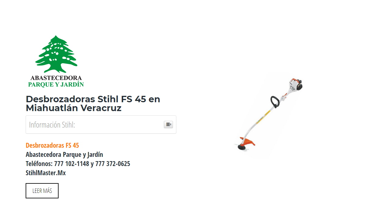 Desbrozadoras Stihl FS 45 en Miahuatlán Veracruz en Stihl Master contamos con más de 49 Desbrozadoras listas para distribuirse en Veracruz y todo México.