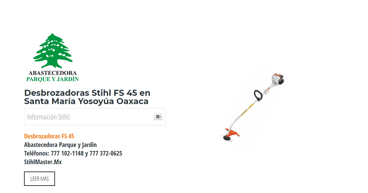 Desbrozadoras Stihl FS 45 en Santa María Yosoyúa Oaxaca en Stihl Master contamos con más de 56 Desbrozadoras listas para distribuirse en Oaxaca y todo México.