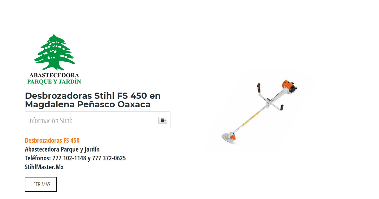 Desbrozadoras Stihl FS 450 en Magdalena Peñasco Oaxaca en Stihl Master contamos con más de 55 Desbrozadoras listas para distribuirse en Oaxaca y todo México.