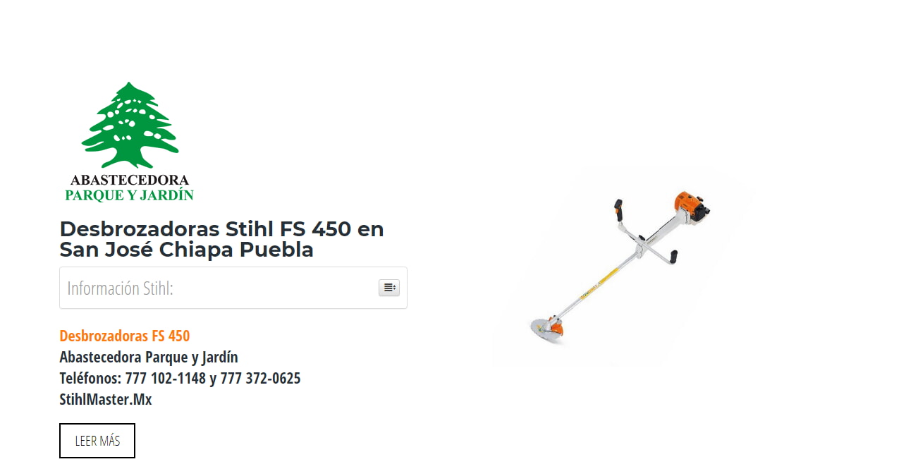 Desbrozadoras Stihl FS 450 en San José Chiapa Puebla en Stihl Master contamos con más de 53 Desbrozadoras listas para distribuirse en Puebla y todo México.