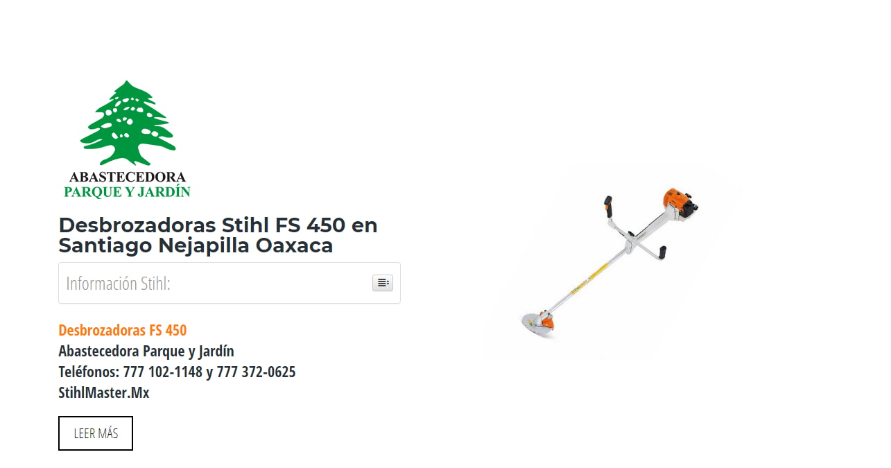 Desbrozadoras Stihl FS 450 en Santiago Nejapilla Oaxaca en Stihl Master contamos con más de 56 Desbrozadoras listas para distribuirse en Oaxaca y todo México.