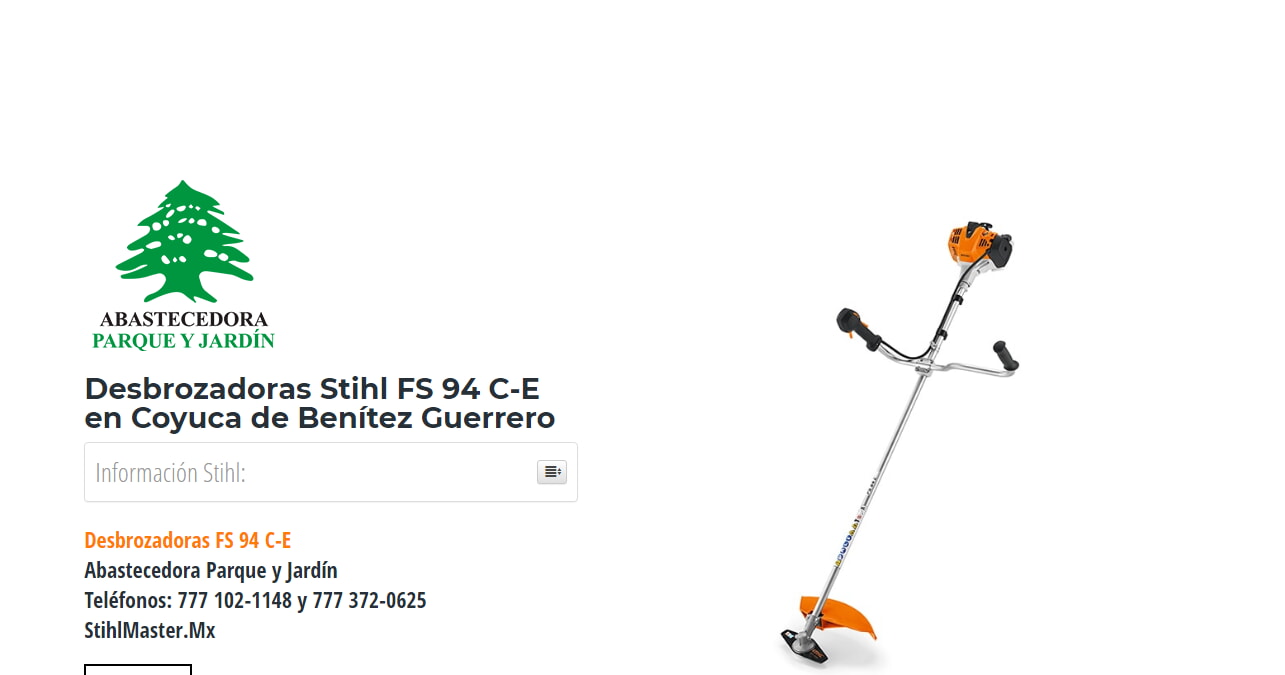 Desbrozadoras Stihl FS 94 C-E en Coyuca de Benítez Guerrero en Stihl Master contamos con más de 60 Desbrozadoras listas para distribuirse en Guerrero y todo México.