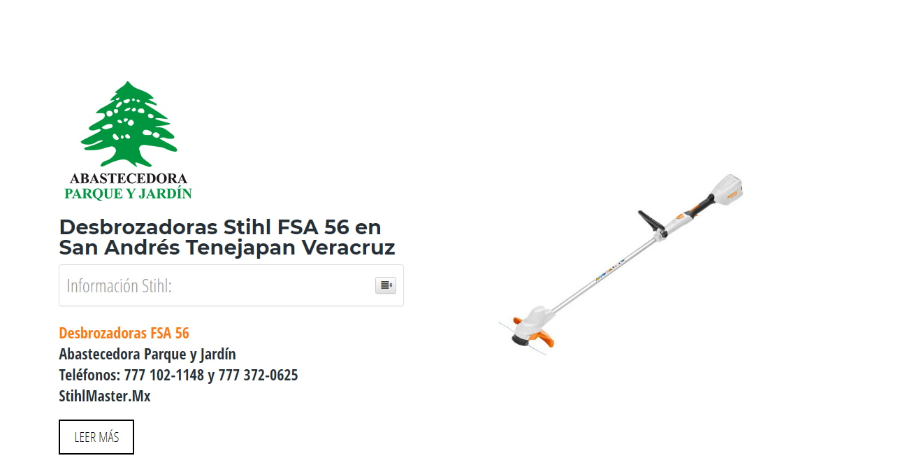 Desbrozadoras Stihl FSA 56 en San Andrés Tenejapan Veracruz en Stihl Master contamos con más de 60 Desbrozadoras listas para distribuirse en Veracruz y todo México.
