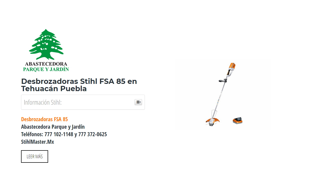 Desbrozadoras Stihl FSA 85 en Tehuacán Puebla en Stihl Master contamos con más de 46 Desbrozadoras listas para distribuirse en Puebla y todo México.