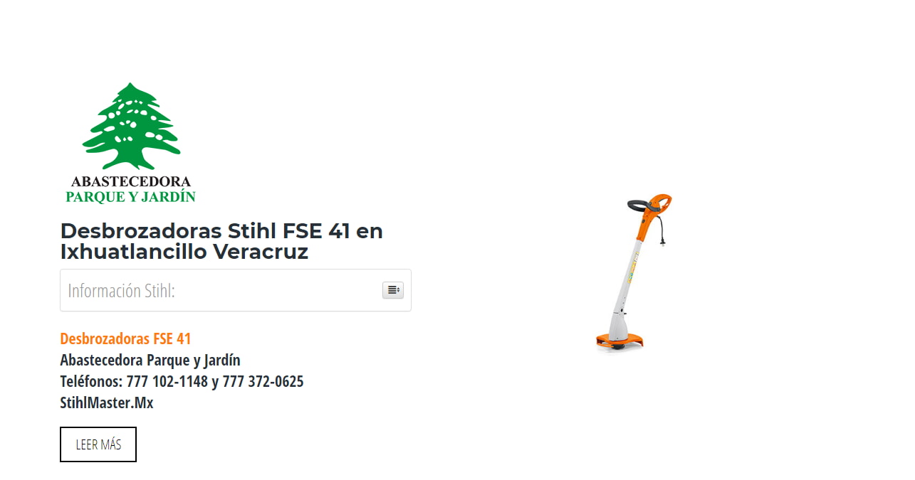 Desbrozadoras Stihl FSE 41 en Ixhuatlancillo Veracruz en Stihl Master contamos con más de 54 Desbrozadoras listas para distribuirse en Veracruz y todo México.