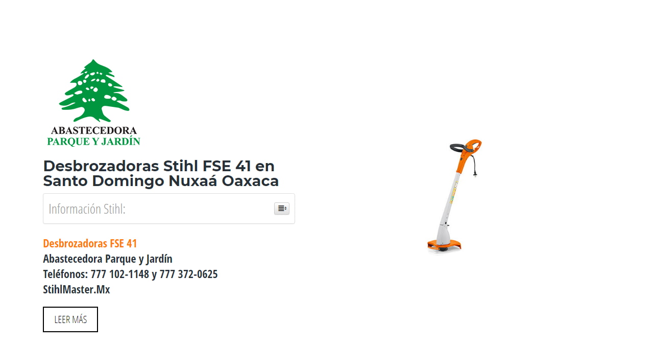 Desbrozadoras Stihl FSE 41 en Santo Domingo Nuxaá Oaxaca en Stihl Master contamos con más de 57 Desbrozadoras listas para distribuirse en Oaxaca y todo México.
