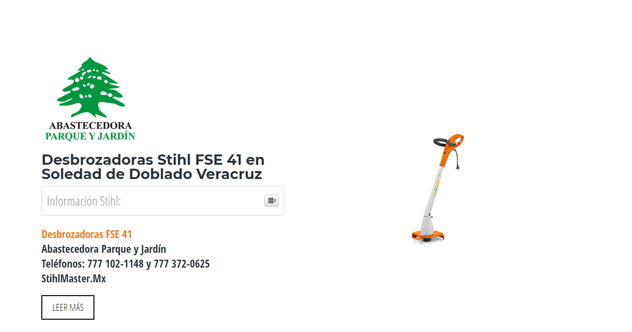 Desbrozadoras Stihl FSE 41 en Soledad de Doblado Veracruz en Stihl Master contamos con más de 58 Desbrozadoras listas para distribuirse en Veracruz y todo México.