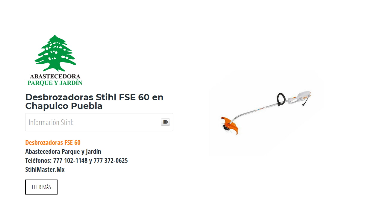 Desbrozadoras Stihl FSE 60 en Chapulco Puebla en Stihl Master contamos con más de 46 Desbrozadoras listas para distribuirse en Puebla y todo México.