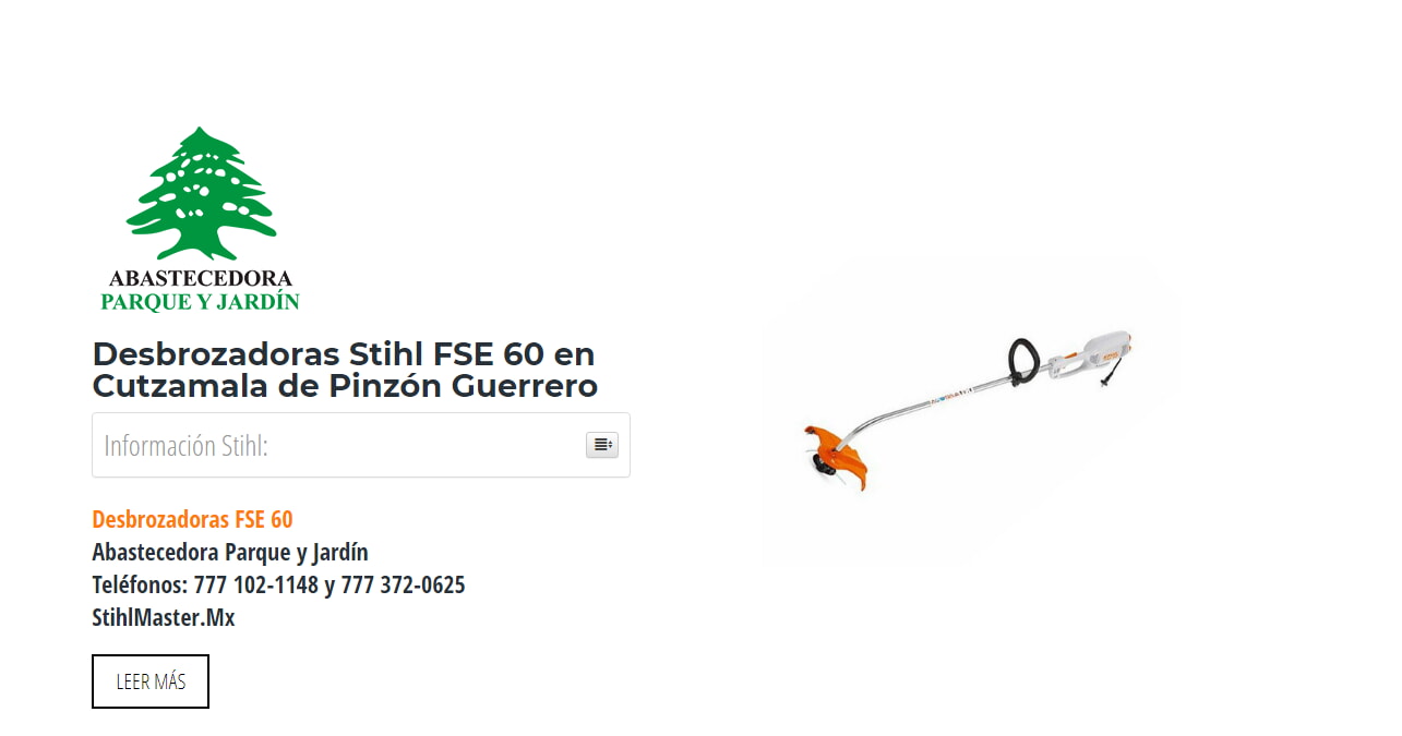 Desbrozadoras Stihl FSE 60 en Cutzamala de Pinzón Guerrero en Stihl Master contamos con más de 59 Desbrozadoras listas para distribuirse en Guerrero y todo México.