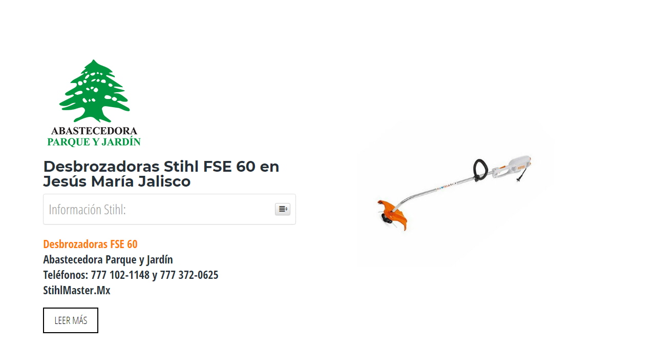 Desbrozadoras Stihl FSE 60 en Jesús María Jalisco en Stihl Master contamos con más de 50 Desbrozadoras listas para distribuirse en Jalisco y todo México.