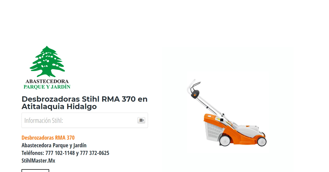 Desbrozadoras Stihl RMA 370 en Atitalaquia Hidalgo en Stihl Master contamos con más de 51 Desbrozadoras listas para distribuirse en Hidalgo y todo México.