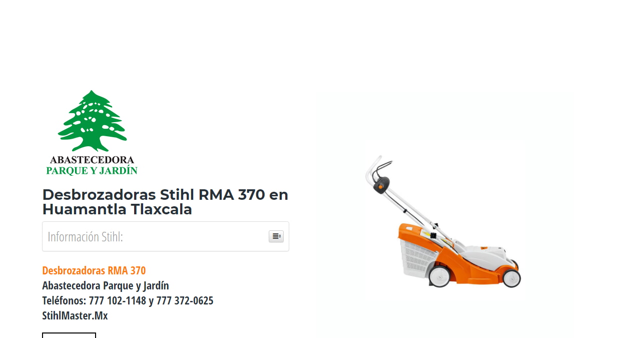 Desbrozadoras Stihl RMA 370 en Huamantla Tlaxcala en Stihl Master contamos con más de 50 Desbrozadoras listas para distribuirse en Tlaxcala y todo México.