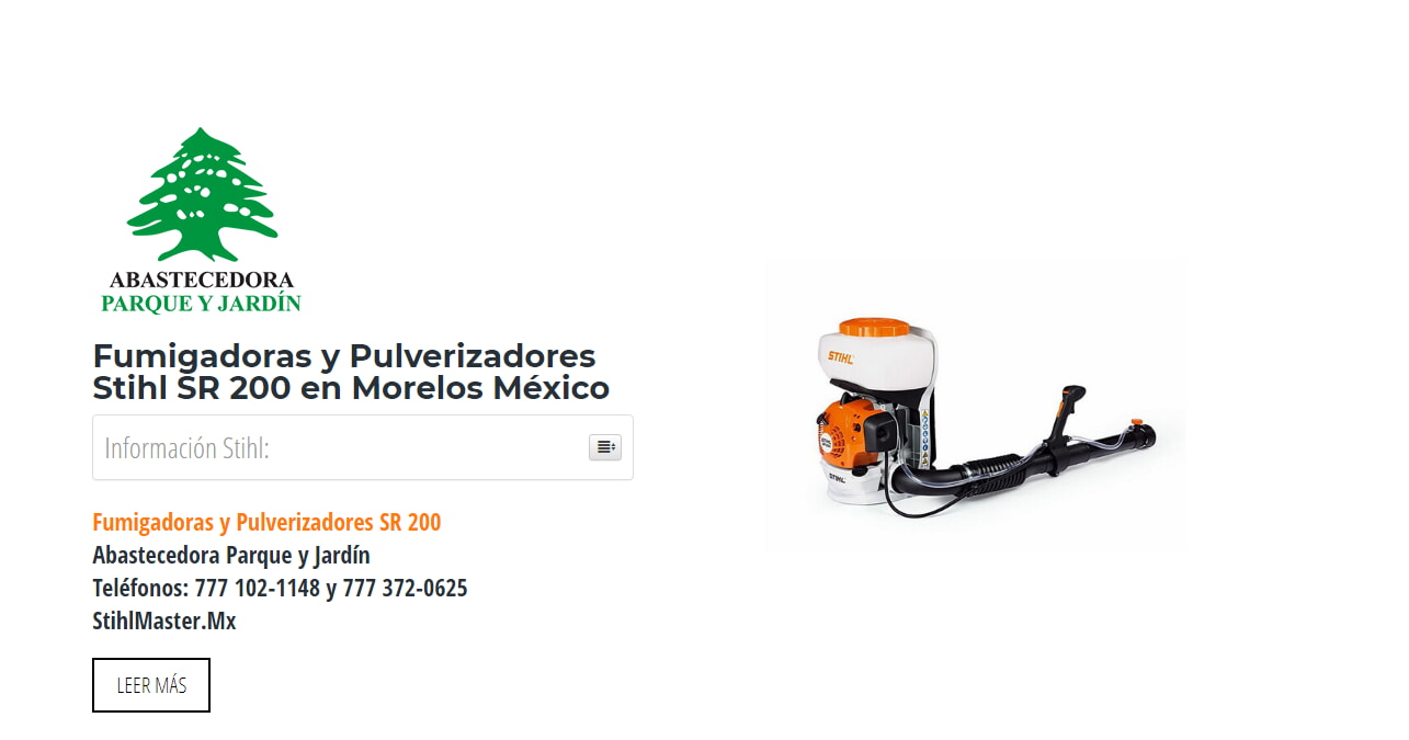 Fumigadoras y Pulverizadores Stihl SR 200 en Morelos México en Stihl Master contamos con más de 60 Fumigadoras y Pulverizadores listas para distribuirse en México y todo México.