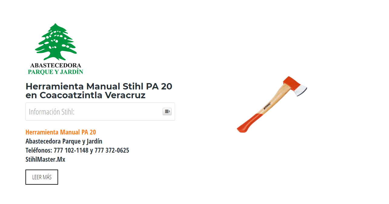 Herramienta Manual Stihl PA 20 en Coacoatzintla Veracruz en Stihl Master contamos con más de 57 Herramienta Manual listas para distribuirse en Veracruz y todo México.