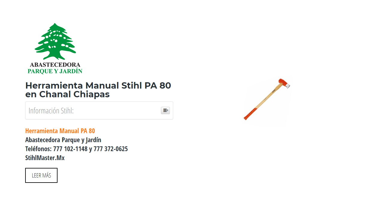 Herramienta Manual Stihl PA 80 en Chanal Chiapas en Stihl Master contamos con más de 49 Herramienta Manual listas para distribuirse en Chiapas y todo México.