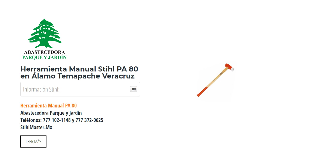 Herramienta Manual Stihl PA 80 en Álamo Temapache Veracruz en Stihl Master contamos con más de 59 Herramienta Manual listas para distribuirse en Veracruz y todo México.