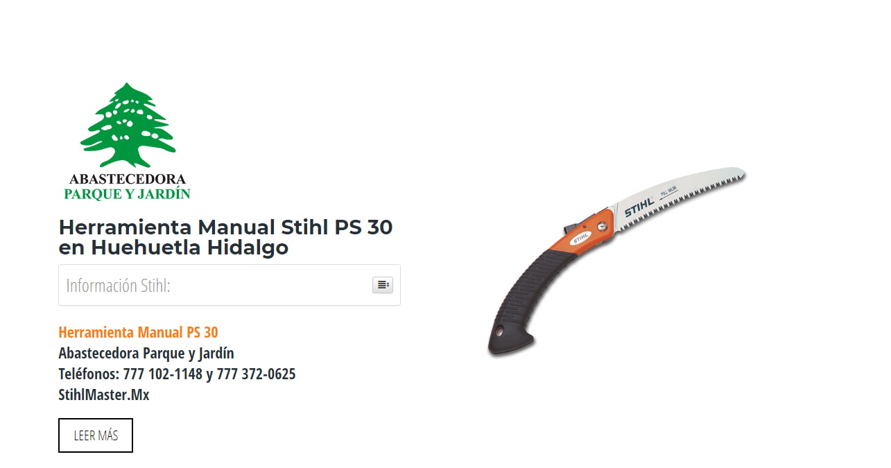 Herramienta Manual Stihl PS 30 en Huehuetla Hidalgo en Stihl Master contamos con más de 52 Herramienta Manual listas para distribuirse en Hidalgo y todo México.