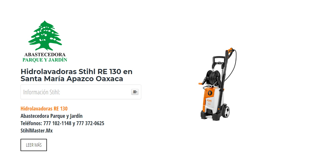 Hidrolavadoras Stihl RE 130 en Santa María Apazco Oaxaca en Stihl Master contamos con más de 57 Hidrolavadoras listas para distribuirse en Oaxaca y todo México.