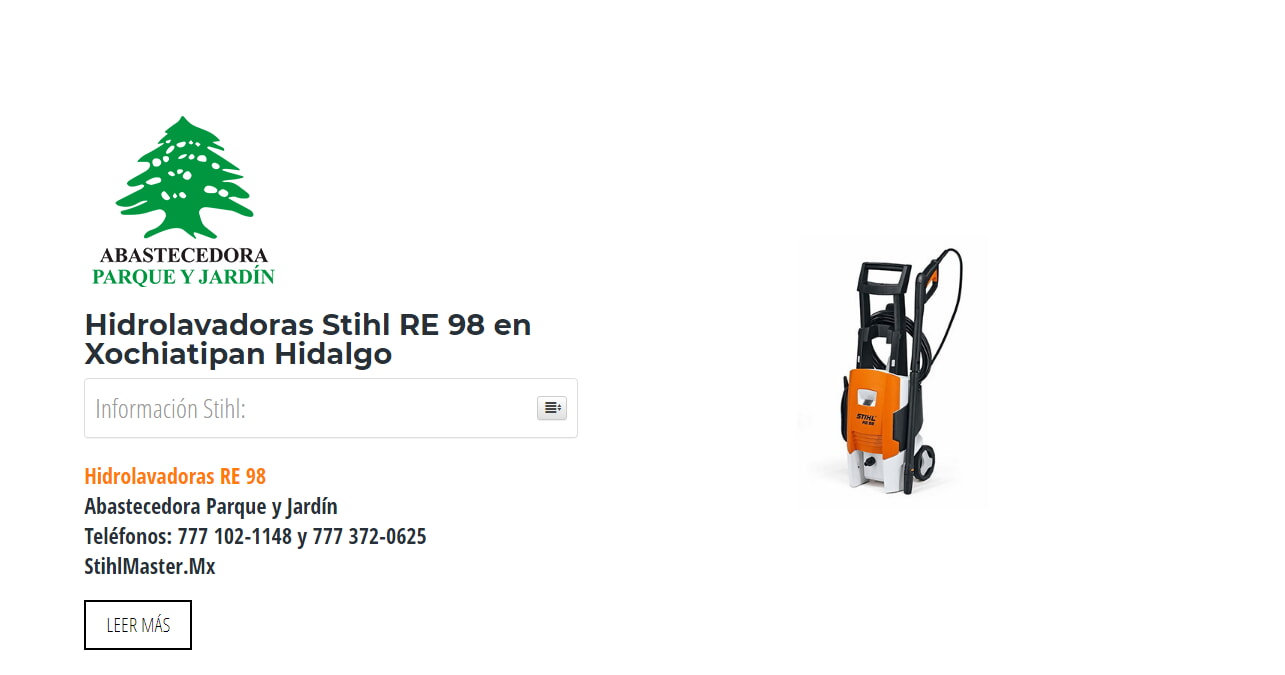 Hidrolavadoras Stihl RE 98 en Xochiatipan Hidalgo en Stihl Master contamos con más de 50 Hidrolavadoras listas para distribuirse en Hidalgo y todo México.