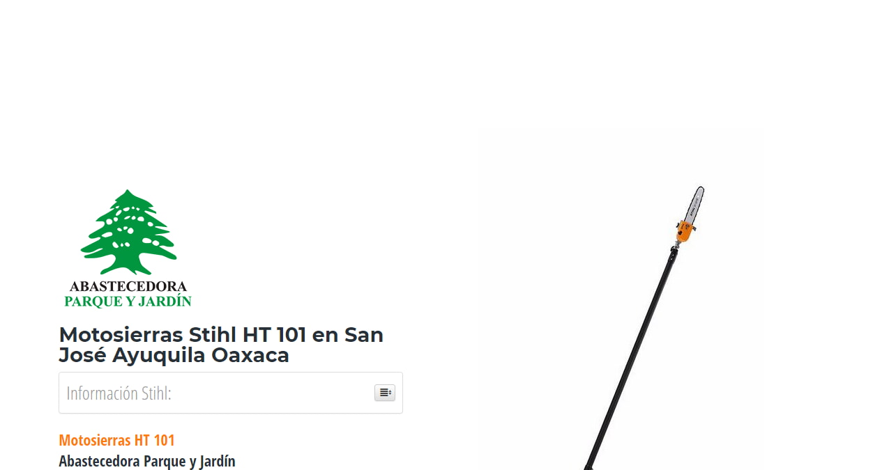 Motosierras Stihl HT 101 en San José Ayuquila Oaxaca en Stihl Master contamos con más de 53 Motosierras listas para distribuirse en Oaxaca y todo México.
