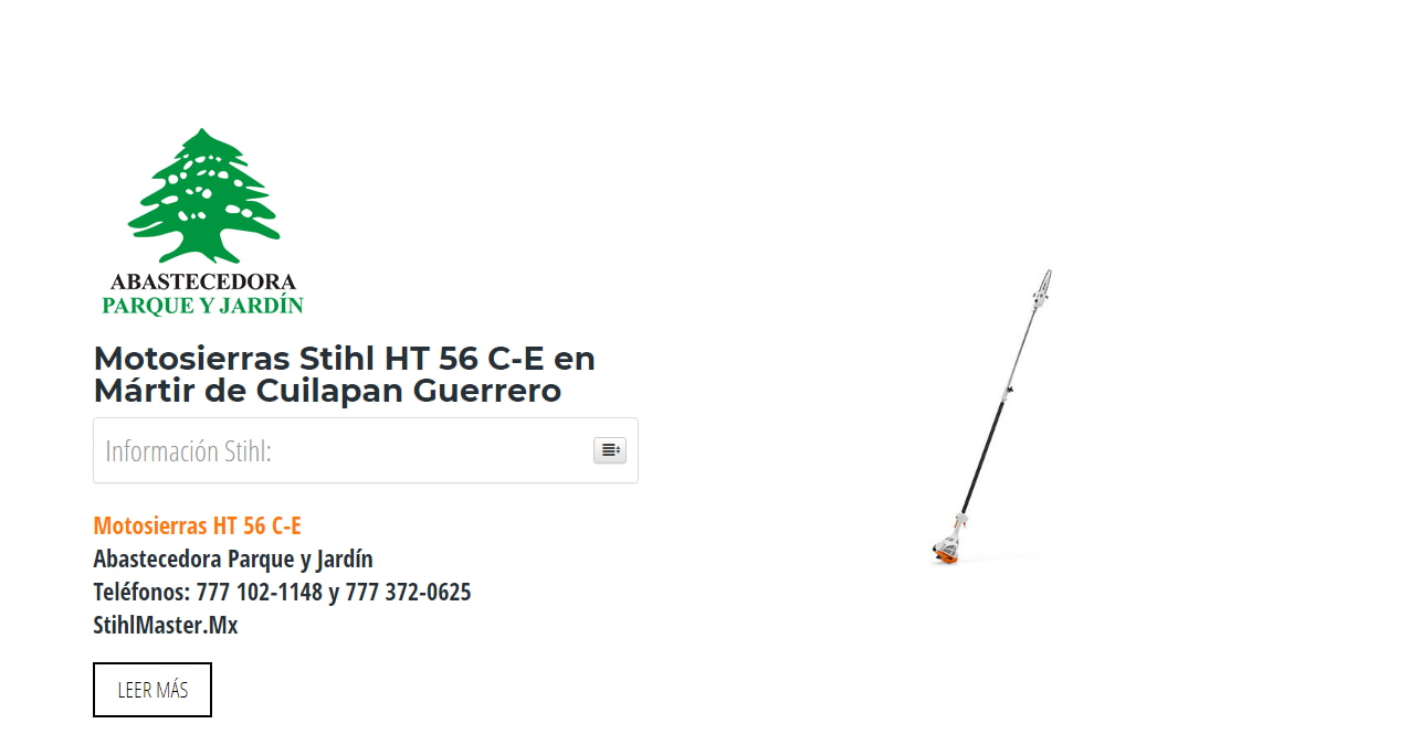 Motosierras Stihl HT 56 C-E en Mártir de Cuilapan Guerrero en Stihl Master contamos con más de 59 Motosierras listas para distribuirse en Guerrero y todo México.