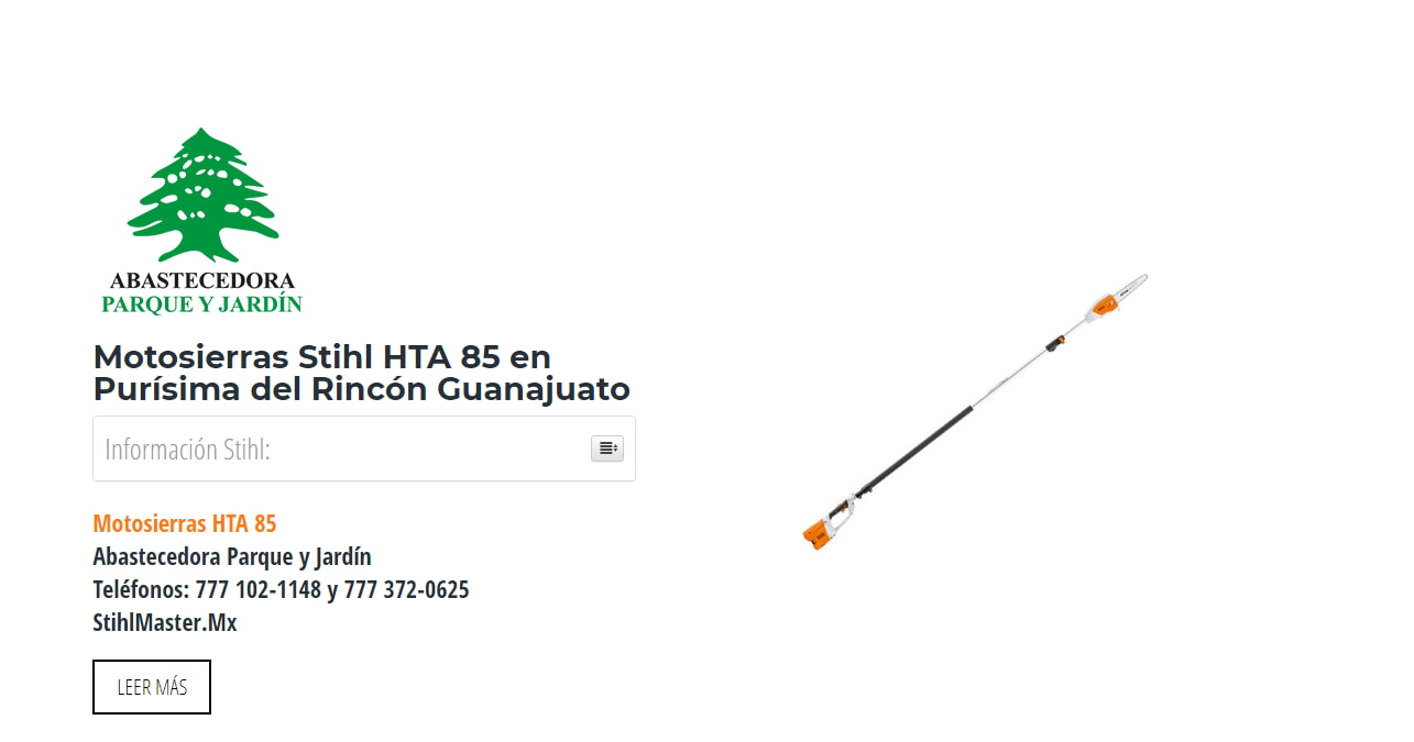 Motosierras Stihl HTA 85 en Purísima del Rincón Guanajuato en Stihl Master contamos con más de 59 Motosierras listas para distribuirse en Guanajuato y todo México.