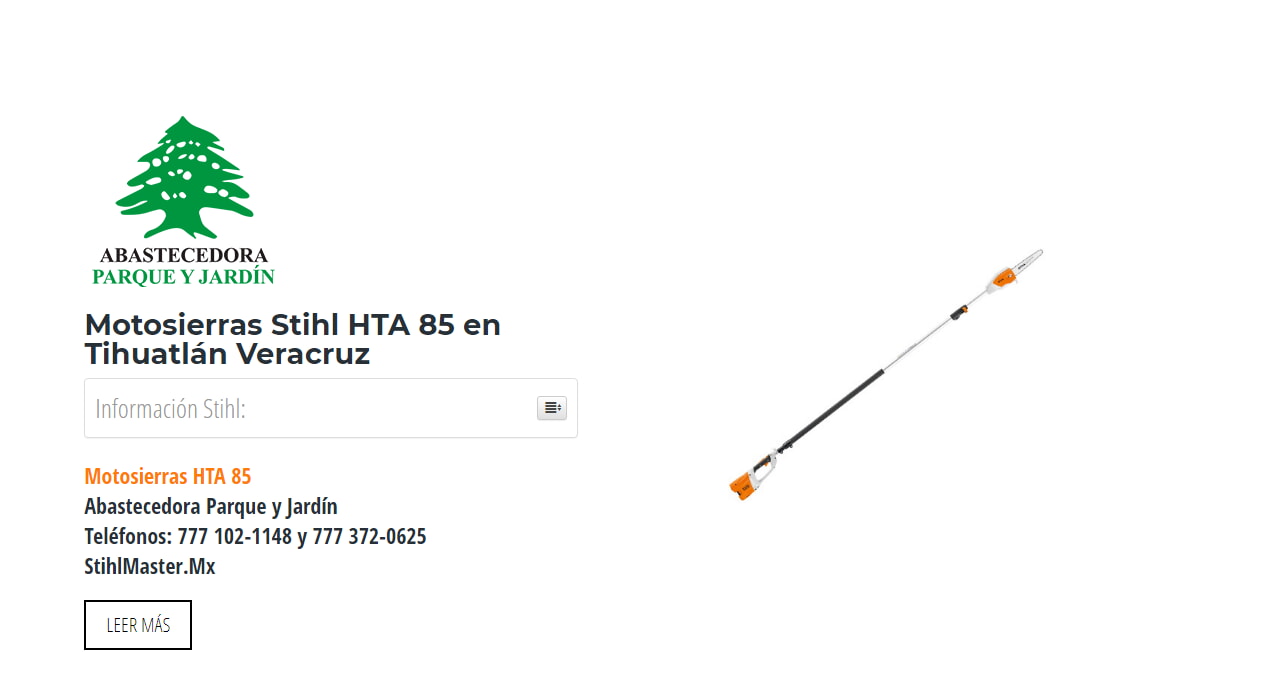 Motosierras Stihl HTA 85 en Tihuatlán Veracruz en Stihl Master contamos con más de 47 Motosierras listas para distribuirse en Veracruz y todo México.