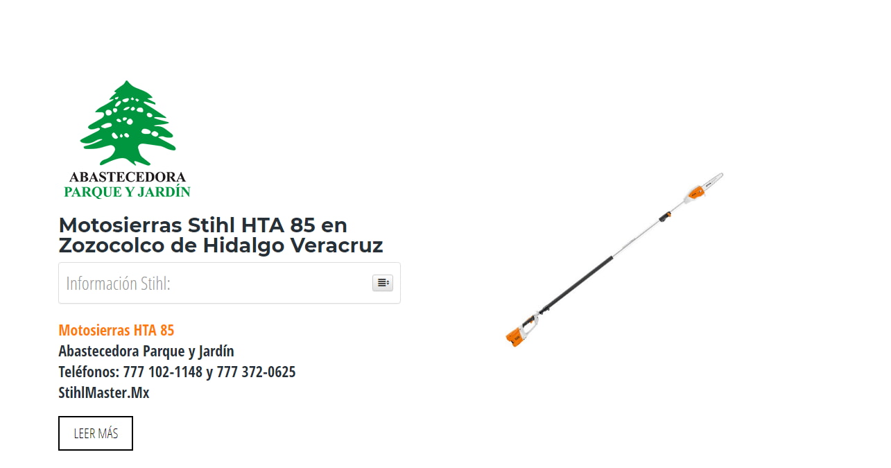 Motosierras Stihl HTA 85 en Zozocolco de Hidalgo Veracruz en Stihl Master contamos con más de 58 Motosierras listas para distribuirse en Veracruz y todo México.