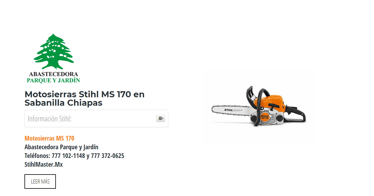Motosierras Stihl MS 170 en Sabanilla Chiapas en Stihl Master contamos con más de 46 Motosierras listas para distribuirse en Chiapas y todo México.