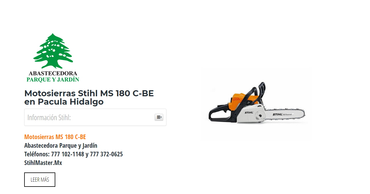 Motosierras Stihl MS 180 C-BE en Pacula Hidalgo en Stihl Master contamos con más de 48 Motosierras listas para distribuirse en Hidalgo y todo México.