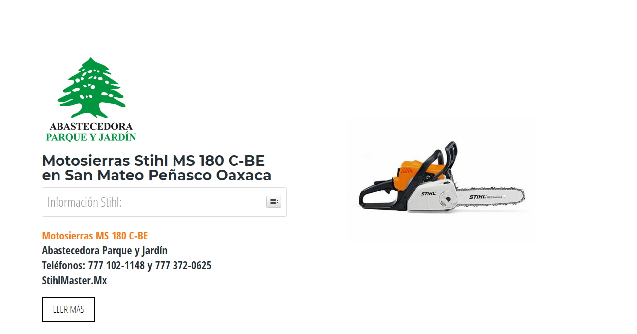 Motosierras Stihl MS 180 C-BE en San Mateo Peñasco Oaxaca en Stihl Master contamos con más de 58 Motosierras listas para distribuirse en Oaxaca y todo México.