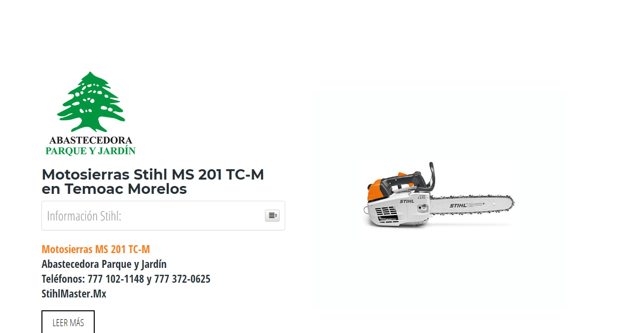 Motosierras Stihl MS 201 TC-M en Temoac Morelos en Stihl Master contamos con más de 48 Motosierras listas para distribuirse en Morelos y todo México.