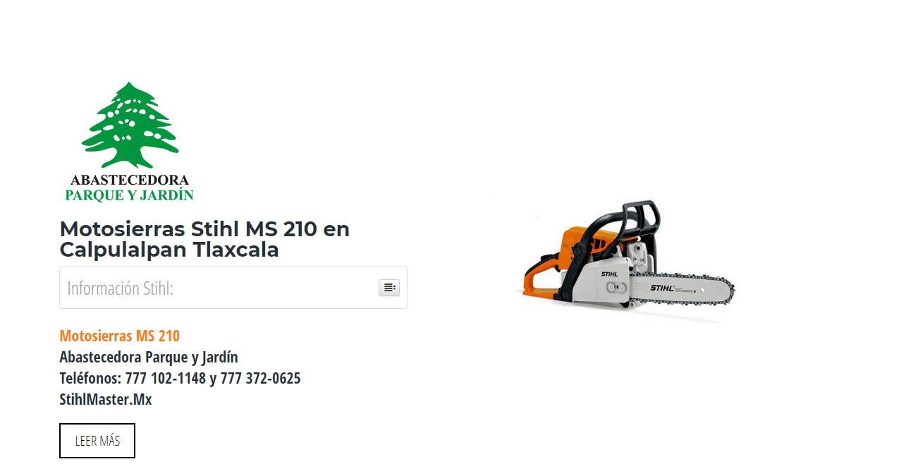 Motosierras Stihl MS 210 en Calpulalpan Tlaxcala en Stihl Master contamos con más de 49 Motosierras listas para distribuirse en Tlaxcala y todo México.