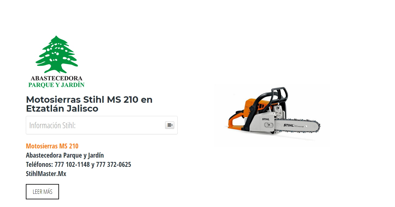 Motosierras Stihl MS 210 en Etzatlán Jalisco en Stihl Master contamos con más de 45 Motosierras listas para distribuirse en Jalisco y todo México.
