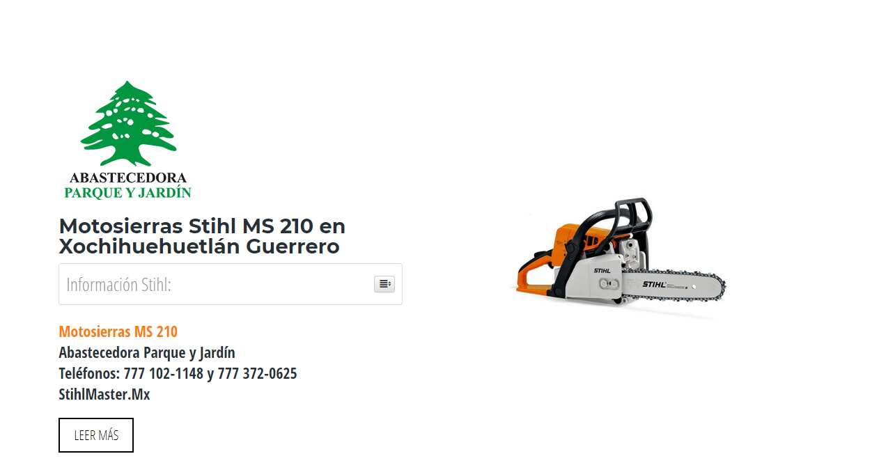 Motosierras Stihl MS 210 en Xochihuehuetlán Guerrero en Stihl Master contamos con más de 53 Motosierras listas para distribuirse en Guerrero y todo México.