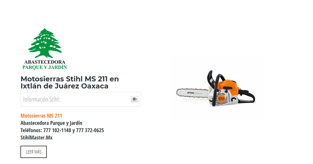 Motosierras Stihl MS 211 en Ixtlán de Juárez Oaxaca en Stihl Master contamos con más de 52 Motosierras listas para distribuirse en Oaxaca y todo México.