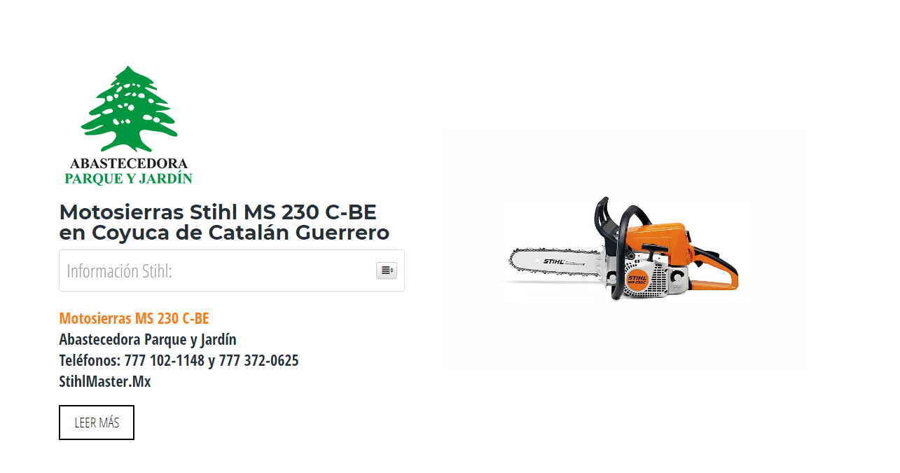 Motosierras Stihl MS 230 C-BE en Coyuca de Catalán Guerrero en Stihl Master contamos con más de 60 Motosierras listas para distribuirse en Guerrero y todo México.