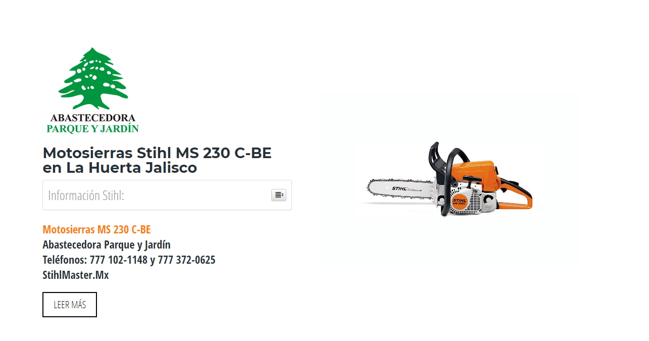 Motosierras Stihl MS 230 C-BE en La Huerta Jalisco en Stihl Master contamos con más de 51 Motosierras listas para distribuirse en Jalisco y todo México.