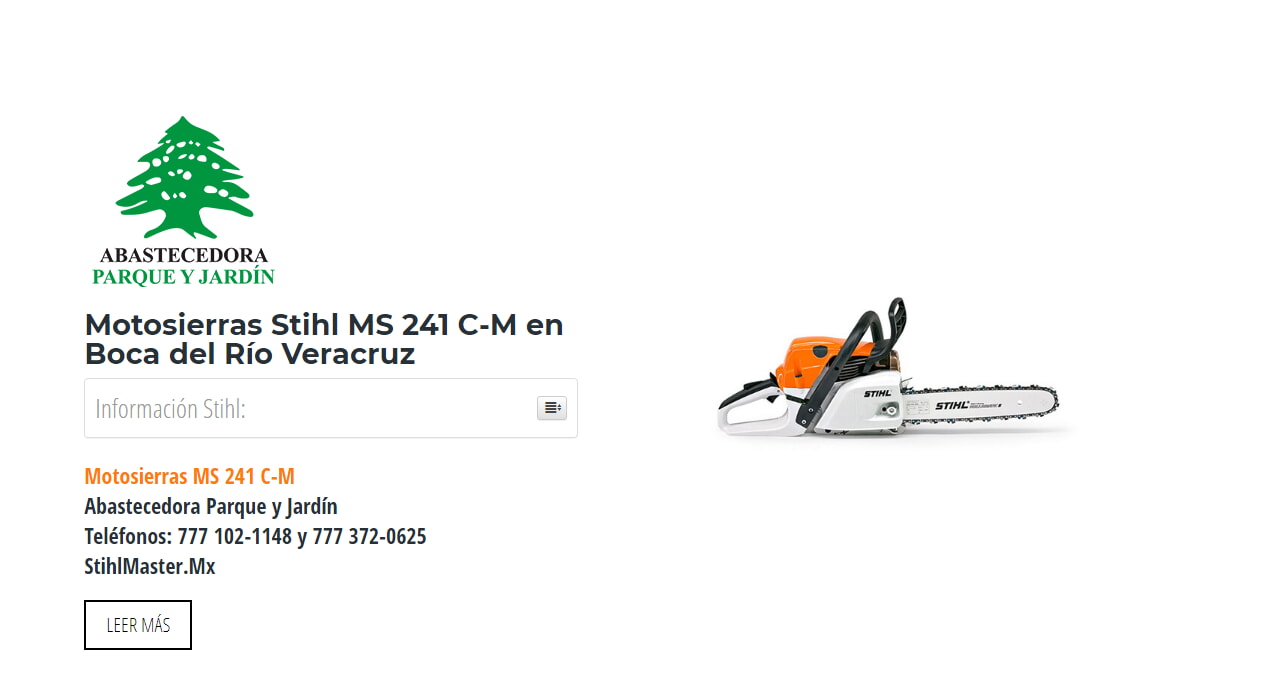 Motosierras Stihl MS 241 C-M en Boca del Río Veracruz en Stihl Master contamos con más de 54 Motosierras listas para distribuirse en Veracruz y todo México.