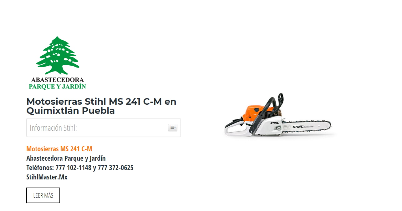 Motosierras Stihl MS 241 C-M en Quimixtlán Puebla en Stihl Master contamos con más de 50 Motosierras listas para distribuirse en Puebla y todo México.