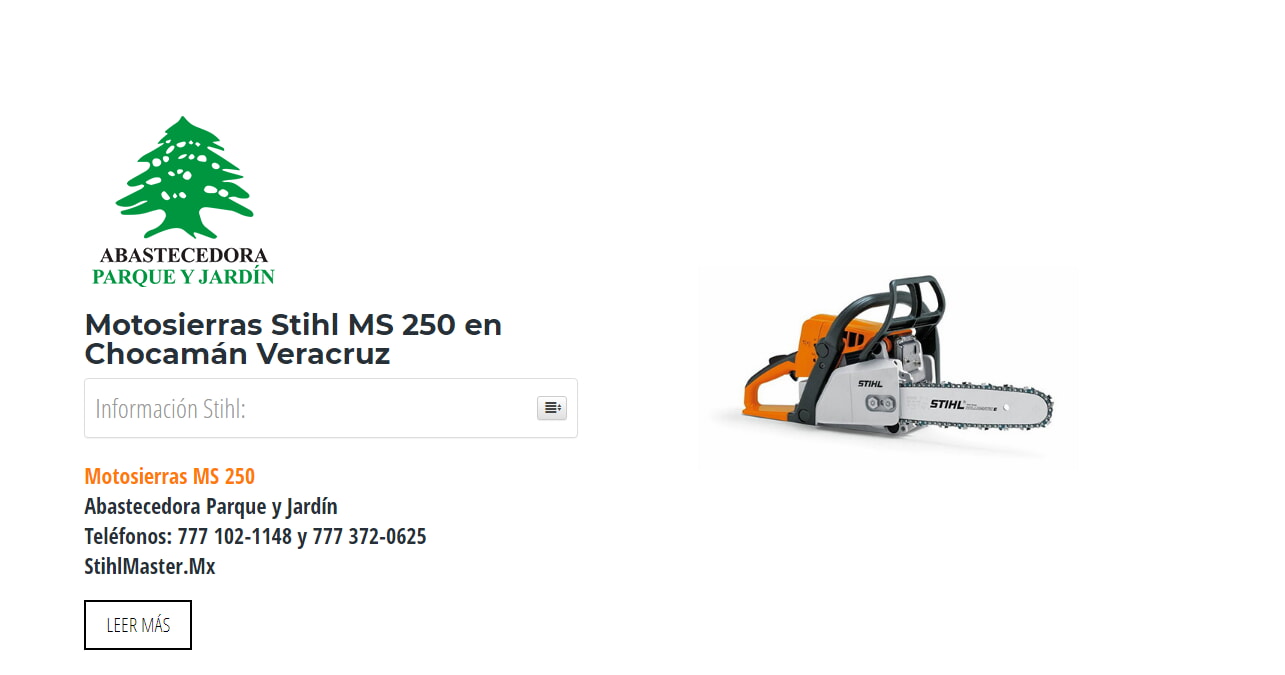 Motosierras Stihl MS 250 en Chocamán Veracruz en Stihl Master contamos con más de 46 Motosierras listas para distribuirse en Veracruz y todo México.