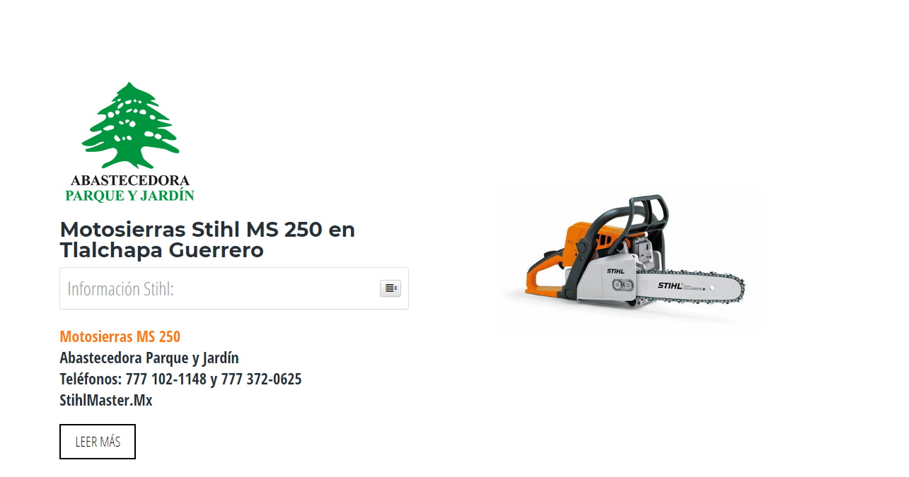 Motosierras Stihl MS 250 en Tlalchapa Guerrero en Stihl Master contamos con más de 47 Motosierras listas para distribuirse en Guerrero y todo México.
