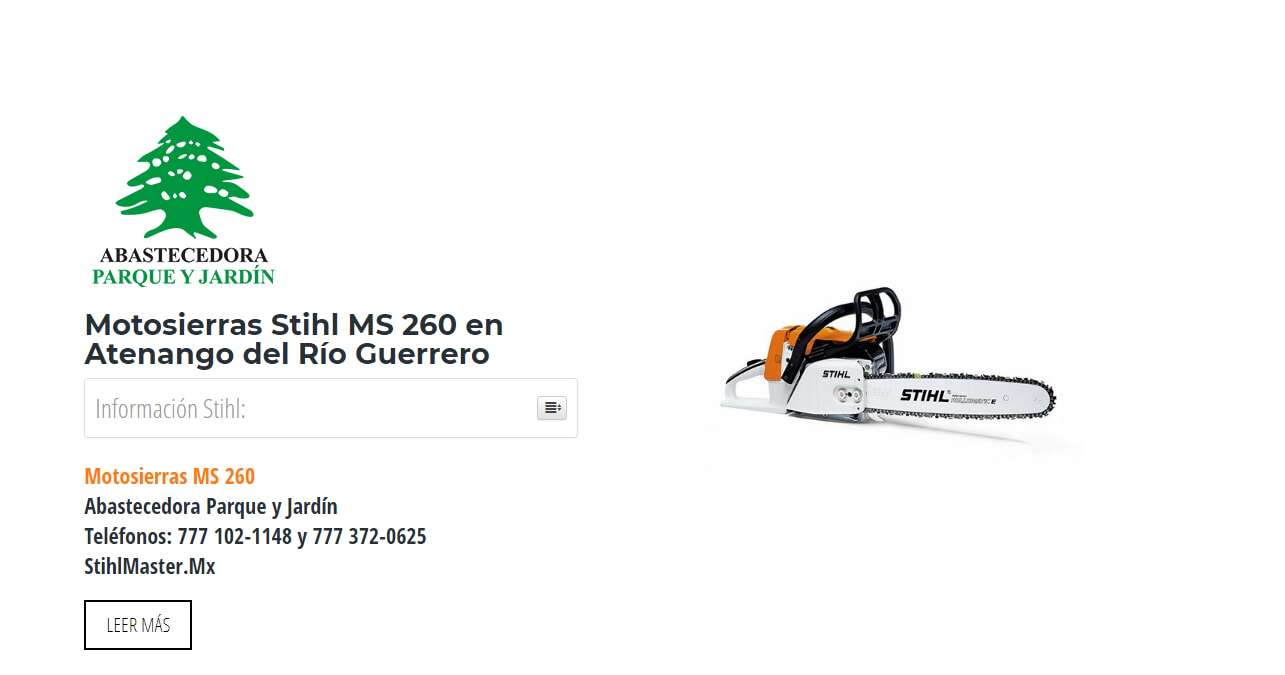 Motosierras Stihl MS 260 en Atenango del Río Guerrero en Stihl Master contamos con más de 54 Motosierras listas para distribuirse en Guerrero y todo México.